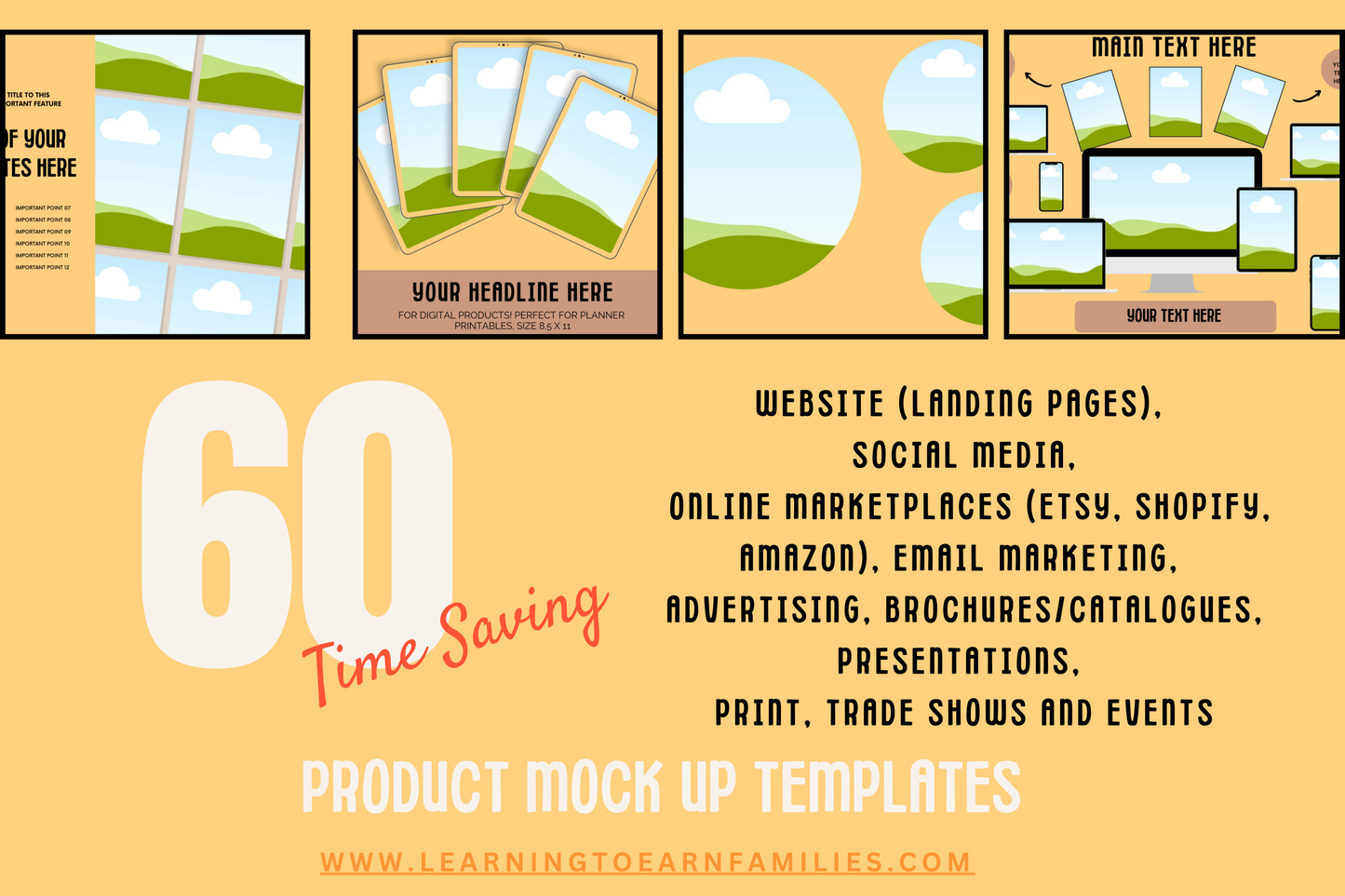 60  Time Saving Product Mock Up Templates PLR