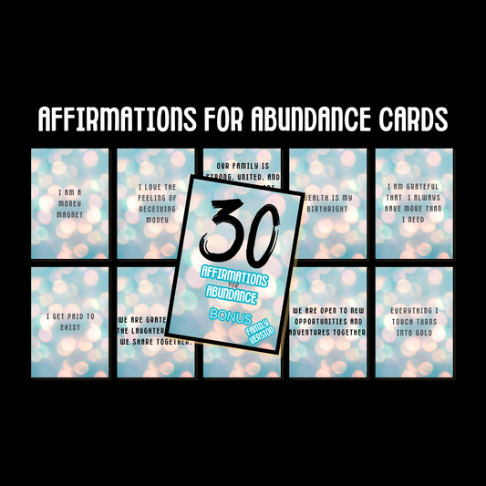 30 Affirmations for Abundance Cards PLR